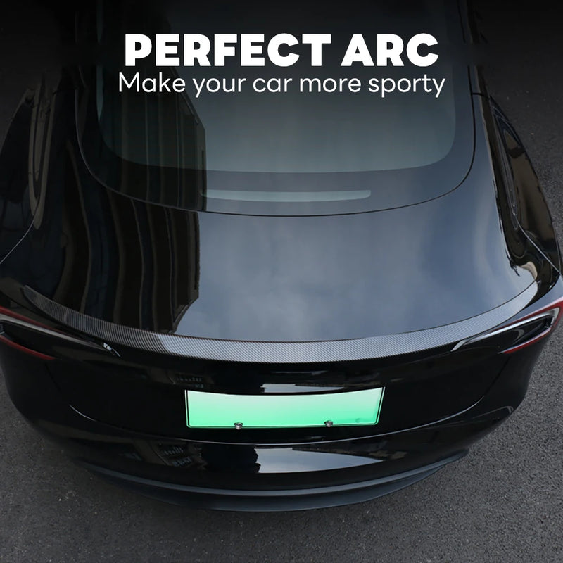 Rear Trunk Spoiler For Tesla New Model 3 Highland 2024 Tail Wing Bright Matte Carbon Pattern Black Accessories
