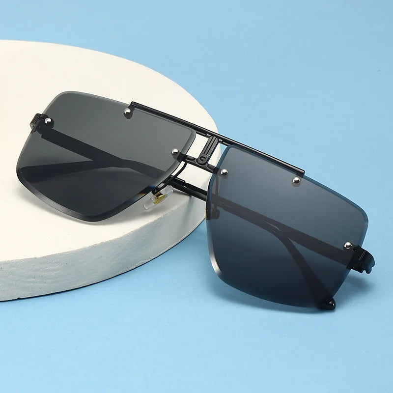 Vintage Fashion Rimless Pilot Sunglasses Men Luxury Classic Brand Designer Metal Sun Glasses For Male Travel Driving ins Eyewear