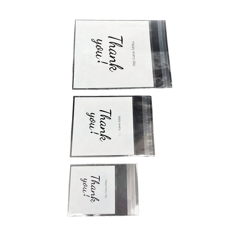 100pcs 3 Sizes Thank You Printed OPP Self-sealing Bags, Small Gift Bags For Gift And Party Decoration