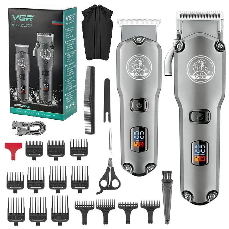 Original VGR Cordless Combo Kit Hair Trimmer For Men Electric Washable Beard Hair Clipper Rechargeable Haircut Machine