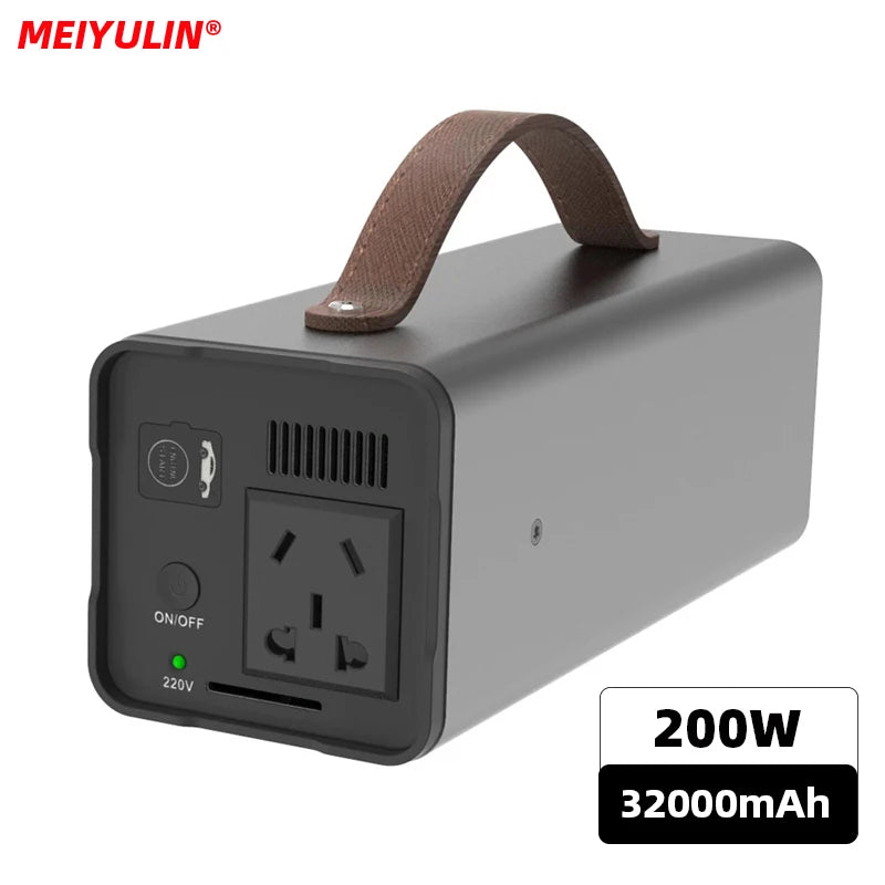 200W Portable Power Station Solar Generator 32000mAh 220V Emergency Charge Spare Battery Powerbank for Outdoor Camping Lighting