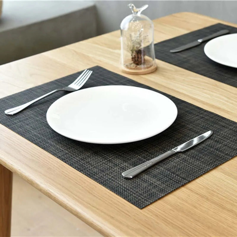 45*30cm Solid Color Household Dining Table Placemat Thickened Woven Pvc Placemat Red, Blue, Green, Black Gray, Brown, Beige