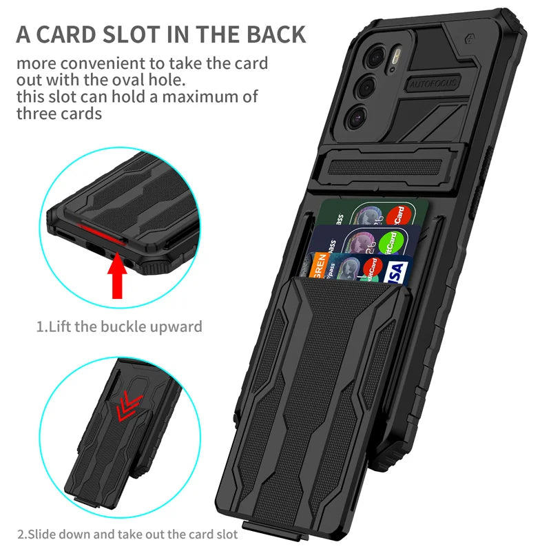 For OPPO A15 A15s A16 A16S A54s Case Armor Shockproof Stand Holder Protection Cover For OPPO A54 A74 4G With Card Slot Cases