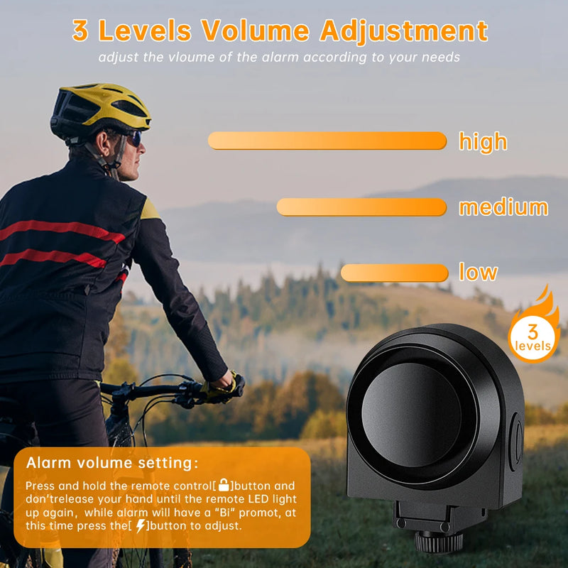 ELECTOP Wireless Bicycle Vibration Alarm IP55 Waterproof Motorcycle Alarm USB Charging Remote Control Anti-theft Alarms System