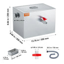 SucceBuy 8/40LBS Commercial Grease Trap Grease Interceptor Side Inlet Interceptor Under Sink Stainless Steel Grease Trap 2.8 GPM