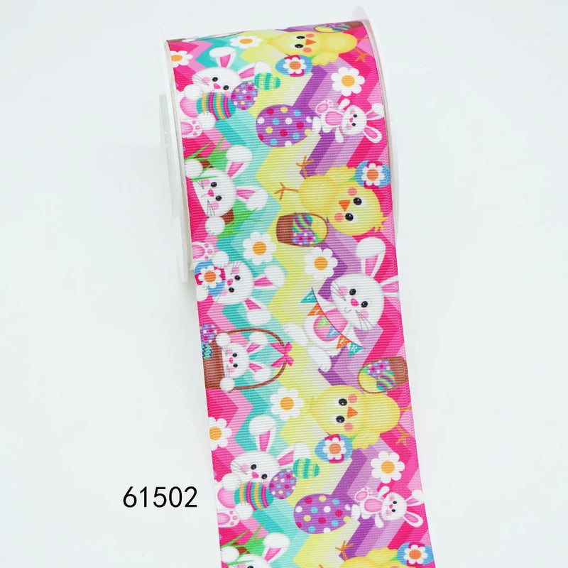 5 Yards Easter Rabbit Printed Grosgrain Satin Ribbons For Bows DIY Craft Decoration Packaging Supplies, 10 Pieces Resins. 59086