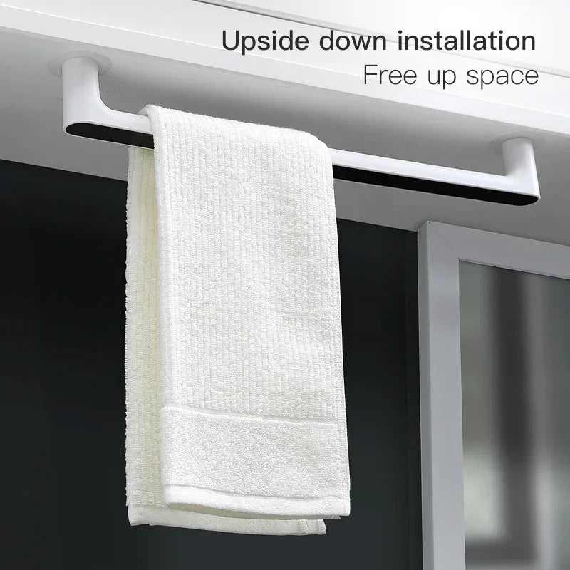 Self-adhesive Towel Holder Rack Wall Mounted Towel Hanger Bathroom Organizer Towel Bar Shelf Bathroom Hook Kitchen Wipes Hanging