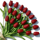 12pcs Artificial Tulip Latex Real Touch For DIY Bouquets Wedding Party Mother's Day Easter Spring Home Dining Decoration