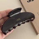 1pc Korean ins autumn/winter Maillard hair clip gold label chocolate brown hair clip shark clip large