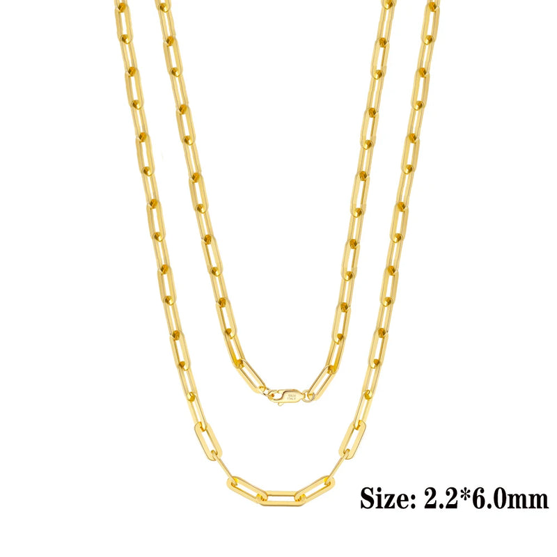 ORSA JEWELS 6mm 9mm 12mm Sizes Paperclip Link Chain Necklace 925 Sterling Silver 14k Gold Chain Man Woman Necklaces as Gift SC39