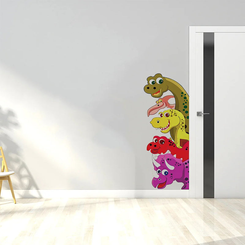 Funny Probe Dinosaur Room Decor Wall Decals Behind The Door Stickers Kids Bedroom Living Room Children Nursery Mural Wall Art