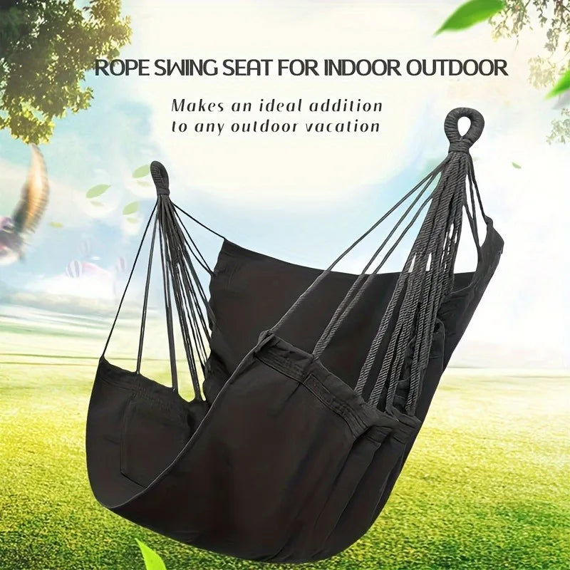 1pc Leisure Fabric Hammock Chair Outdoor Swing Chair Hammock Dormitory Hammock Chair Anti Rollover Hammock(With Storage Bag