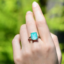Kuololit Paraiba Gemstone Rings for Women Solid 925 Sterling Silver Emerald Cutting Tourmaline Handmade Engagement Bride Jewelry
