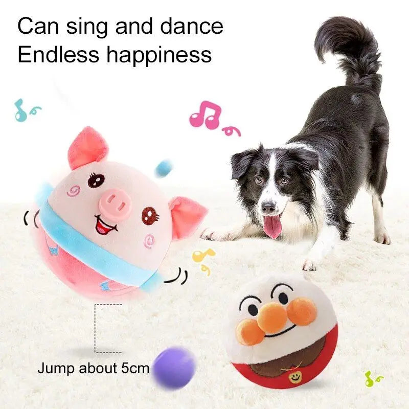 Active Moving Pet Plush Toy Music Vibration Bouncing Ball Squeaky Moving Ball for Small Medium Dogs Dropshipping