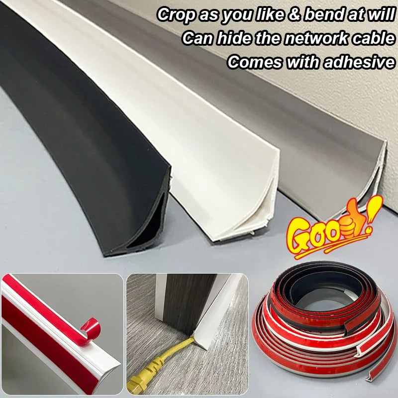 PVC Caulk Internal Corner Skirting Trim Line waterproof tape Ceiling Wall Edge Molding Self-adhesive Decorative Pressure Strip