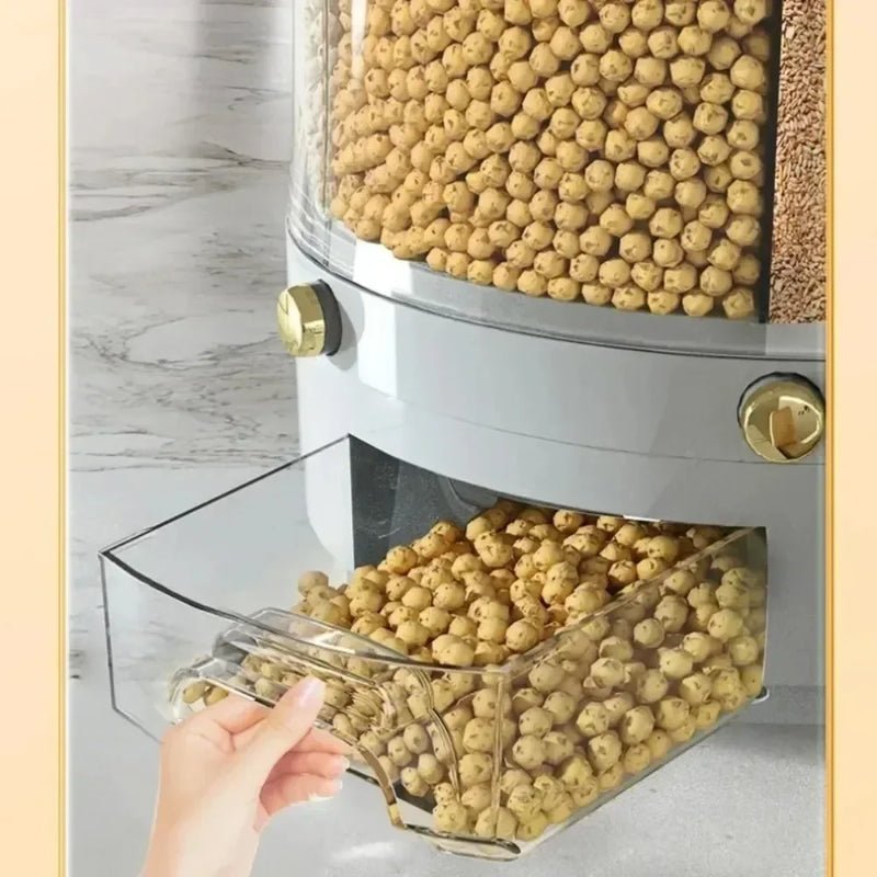 Kitchen Storage Box 360 Rotating Cereal Dispenser Grain Rice Sealed Dampproof Bucket Large Storage Container Food Organizer Tank