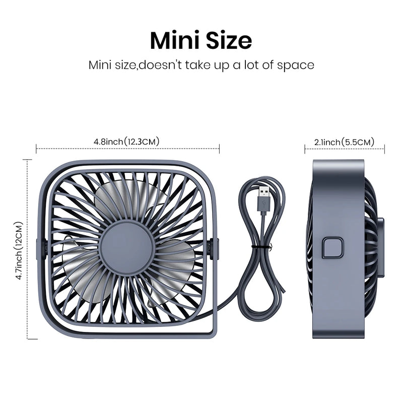 TOPK USB Desk Fan, Mini Fan Portable,3 Speeds Desktop Table Cooling Fan,Quiet Personal Small Fans for Room Home Desktop Office