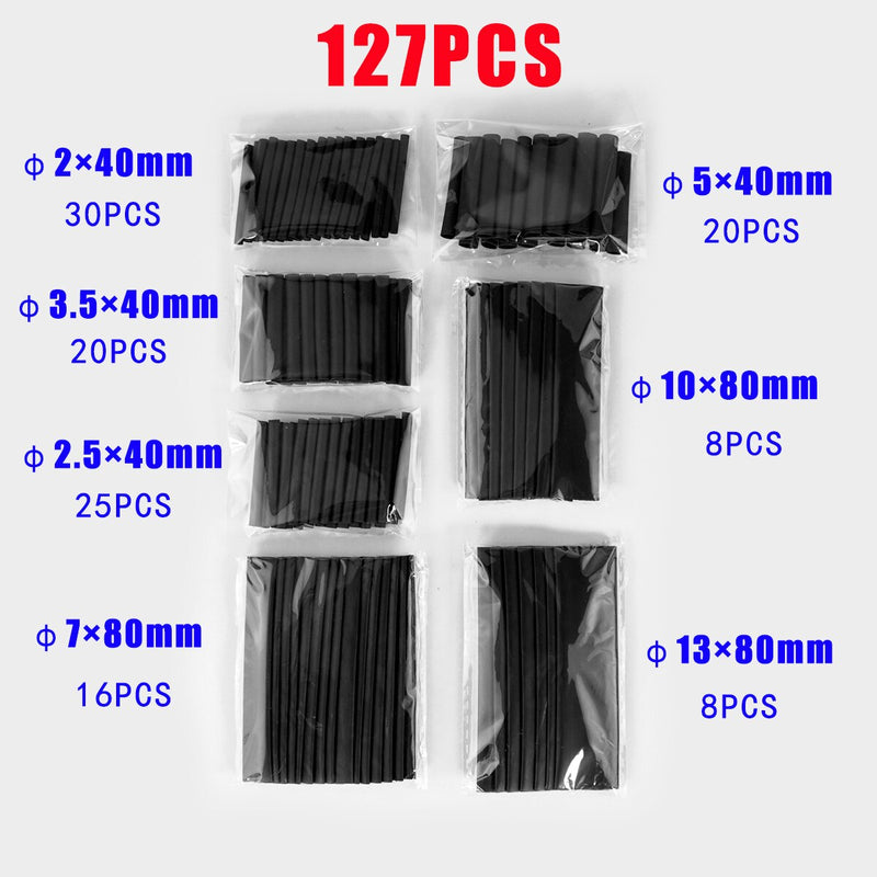 164pcs 328pcs 2:1  Heat Shrink Tube Kit Shrinking Assorted Polyolefin Insulation Sleeving Wire Cable 8 Sizes