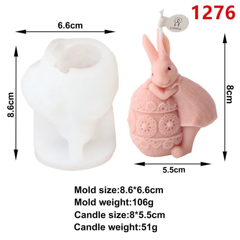 3D Easter Bunny Silicone Mold, Rabbit Hug, Easter Egg, Handmade Aromatherapy, Plaster Candle, Home Decoration Gift, 2024