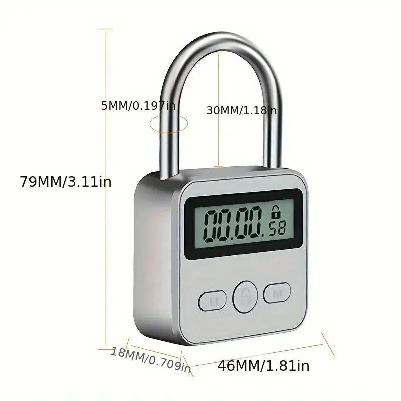 Timer Padlock LCD HD Display Add Backlight Zinc Alloy 99 Hours Max Timing Super Long Standby Anti-addiction Electronic Lock