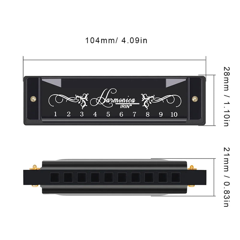 10 Hole 20 Tone Stainless Steel Cover Harmonica C Key Educational Music Harmonica for Beginners/Students/ Teaching/Friends Gift