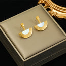 EILIECK 316L Stainless Steel Black White Geometric Earrings For Women Girl Fashion Ear Dangle Jewelry Holiday Gift Bijoux Серьги