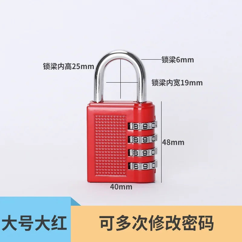 Heavy Duty 4 Dial Digit Combination Lock Weatherproof Security Padlock Outdoor Gym Trunk Safely Code Lock Black 80*43*14mm