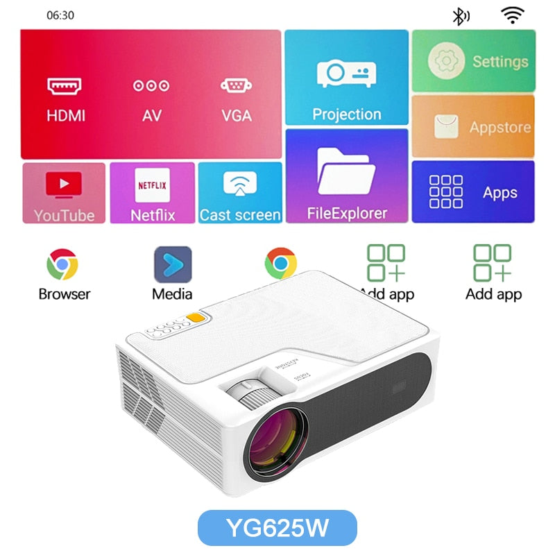 Everycom YG625 Projector LED LCD Native 1080P 7000 Lumens Support Bluetooth Full HD USB Video 4K Beamer for Home Cinema theater