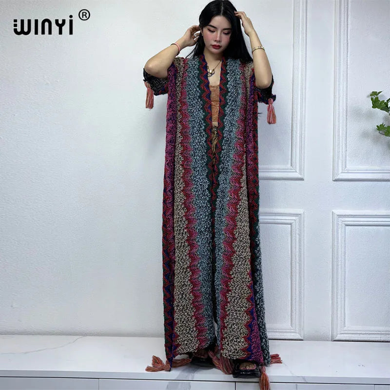 WINYI woman Winter Knitted cardigan coat Loose Christmas Fashion hipster party dress Thick Warm free size Female cloke overcoat