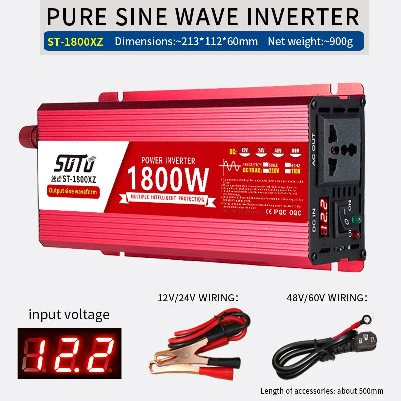 Pure sine wave inverter 24V to 220V 1000W 1800W 2200W 3000W 3600W DC to AC voltage converter 24V 110V 220V mini car power supply