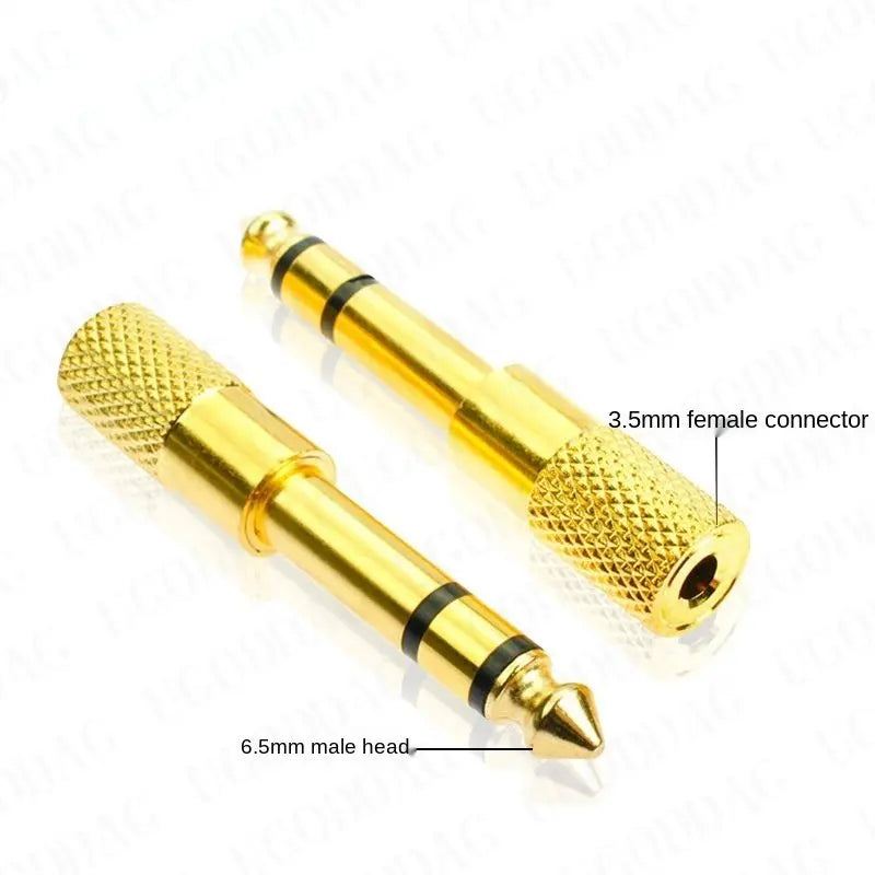 1/2 PCS 6.5mm To 3.5mm Adapter Jack Stereo Audio Adaptor for Microphone Headphone AUX Cable Gold Audio Adaptor