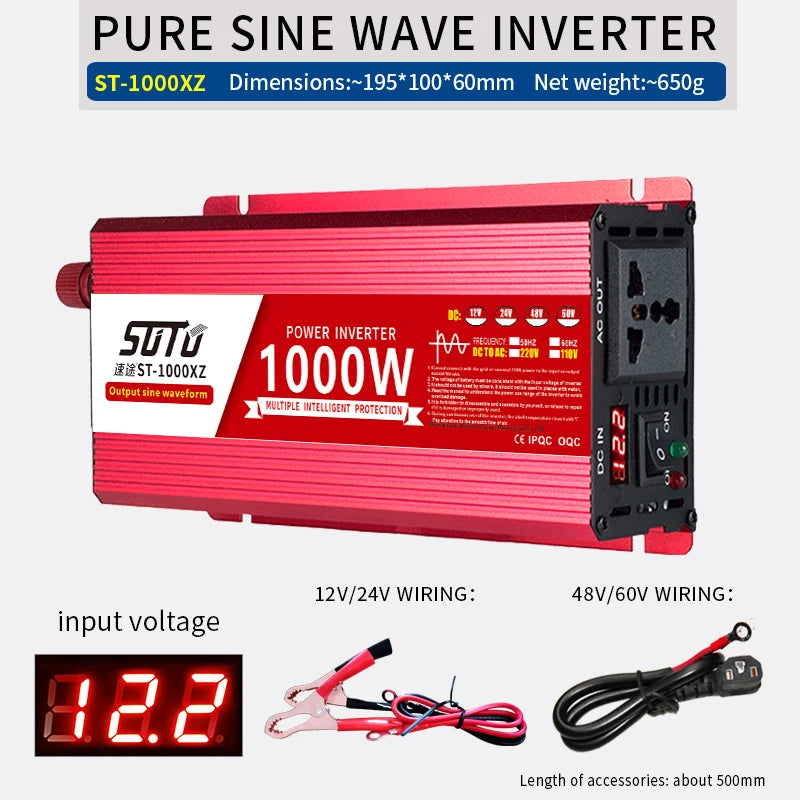 Pure sine wave inverter 24V to 220V 1000W 1800W 2200W 3000W 3600W DC to AC voltage converter 24V 110V 220V mini car power supply