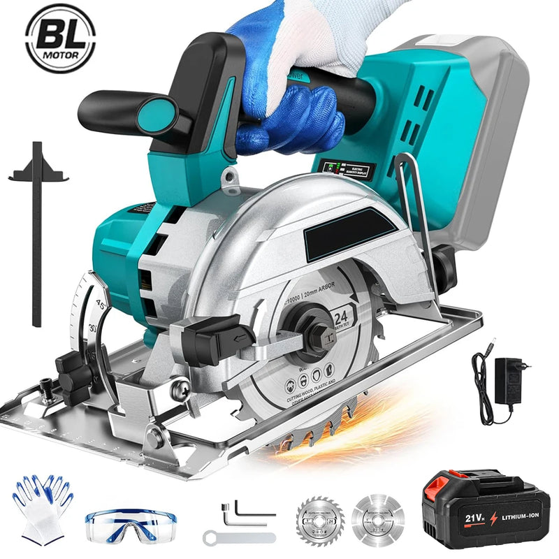 Brushless 5Inch 125MM Electric Circular Saws Adjustment for Woodworking Electric Cutting Tool For 18V Battery