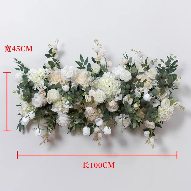 1M Artificial Peony Rose Row Outdoor Wedding Arrangement Row Flower Background Wall Window Table Decoration Strip Flower