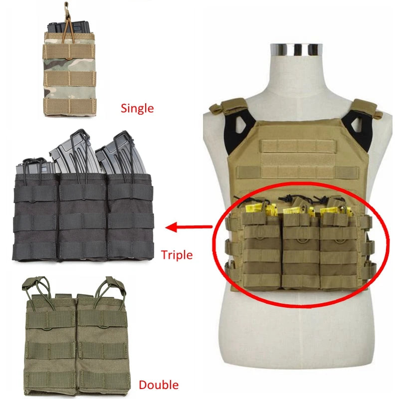 Airsoft Paintball Mag Pouch Single / Double / Triple AK M4 Rifle MOLLE Magazine Pouches Tactical  Outddor Shooting Hunting