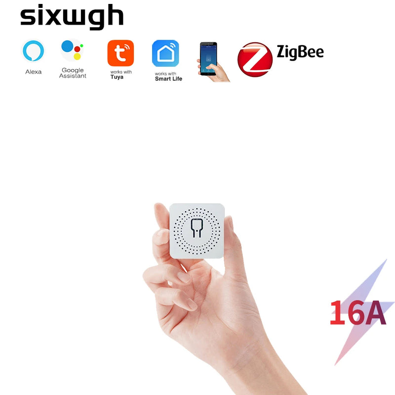 SIXWGH Tuya Zigbee Smart Home Automation Switch Breaker Work With Smart Gateway Smartlife App Control support Google Home Alexa