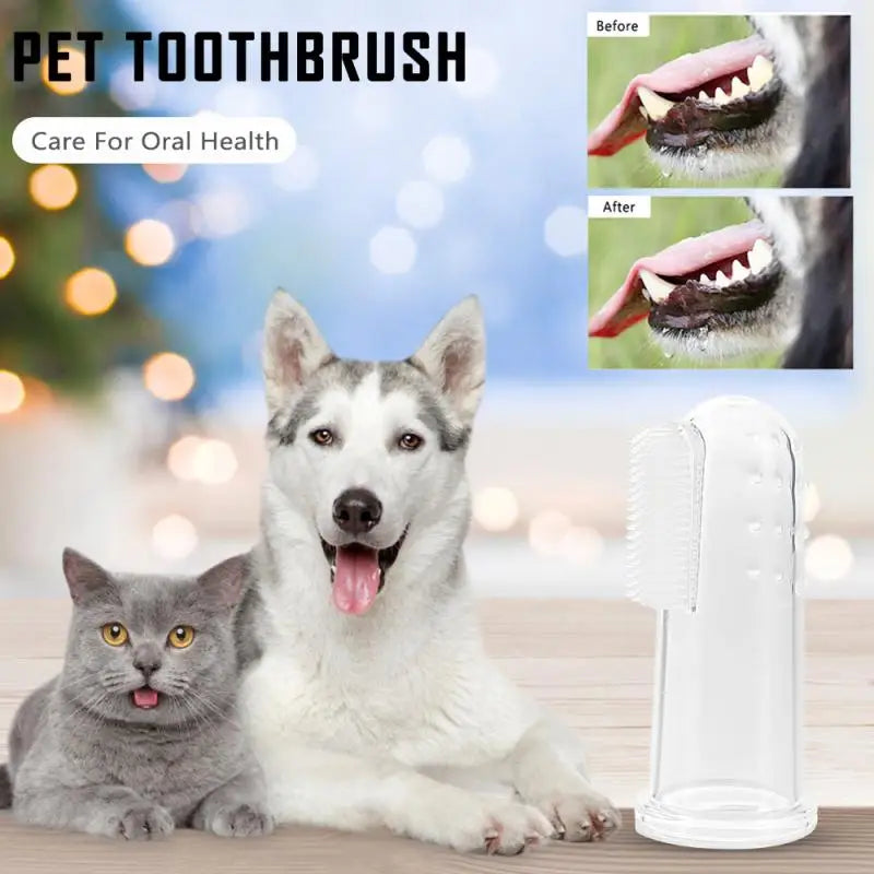 Hot Selling Dog Cat Cleaning Supplies Soft Pet Finger Toothbrush Teddy Dog Brush Add Bad Breath Tooth Care Dog Accessories