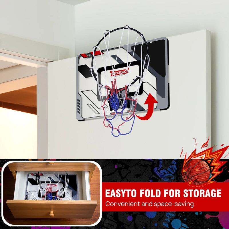 Mini Basketball Hoop for Kids, Over The Door Indoor Basketball Hoop for Bedroom, Wall Mounted Mini Hoop Toys Gifts, with Pump.