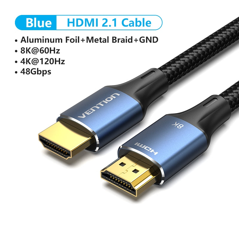 Vention HDMI 2.1 Cable 8K/60Hz 4K/120Hz 48Gbps HDMI Digital Cables Splitter for Xiaomi TV Box HDR10+ PS5 Switch Cable HDMI 2.1