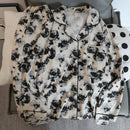 Flower Print Women Autumn Two Piece Pajama Set Long Sleeve V Neck Top & Elastic Waist Pants 2 Pieces Female Sleepwear Nightwear