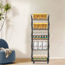 5-Tier Retail Display Rack Black 100kg Total Capacity  Fruit Vegetable Snack Basket for Home, Market/Grocery Use
