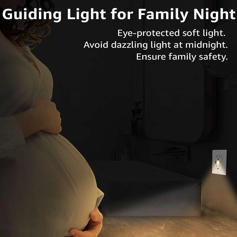 LED Night Light Outlet with 24W USB C+A Fast Charging, 4.8A, On/Off Switch