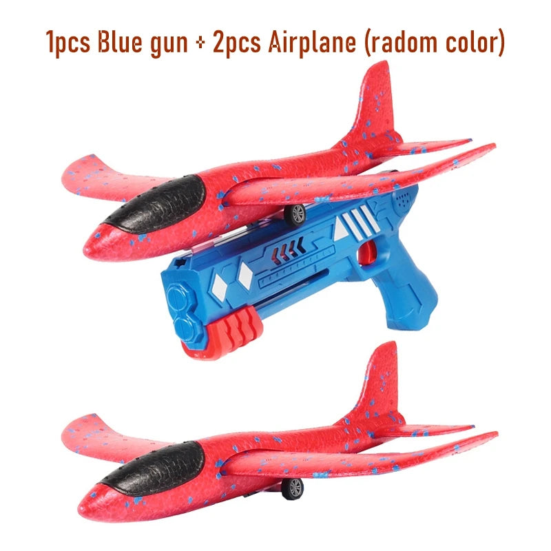 Kids Toys Catapult Plane Gun-style Launching Aircraft Gunner Throwing Aircraft Toys for Boys Birthday Christmas Gifts