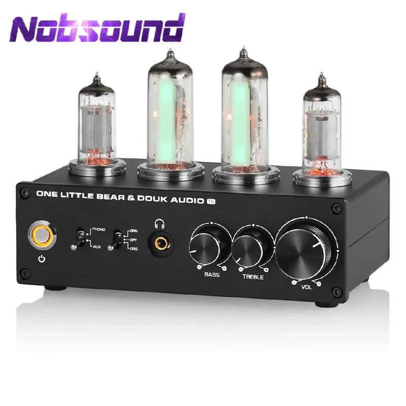 Nobsound T9 Mini 6E2 MM/MC Phono Stage Turntable Preamp HiFi Stereo Audio Vacuum Tube Preamplifier Dekstop Headphone Amp