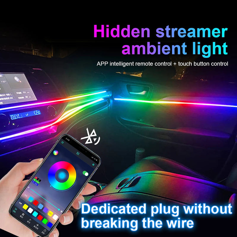 22/18/14 IN 1 RGB Symphony Streamer Car Ambient Lights Interior LED Acrylic Strips Decoration Atmosphere Lamp APP Remote Control