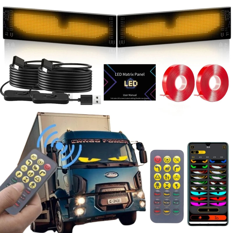 2PCS Devil Eyes Light Truck LED Windshield Eyes Custom Flexible Neon Matric Panel Car LED Display Flashing Evil Eyes For Cars