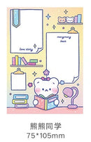 100pcs Memo Cute Bear Purple Pinky Message Notes Handbook Material Paper Girls Boys Notepads