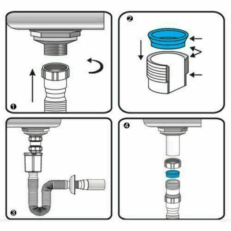 Universal Waste Pipe Bathroom Basin/Shower Kitchen Sink Flexible Waste Pipe Trap Connector 34.5-78cm Deodorant Isolated Odor