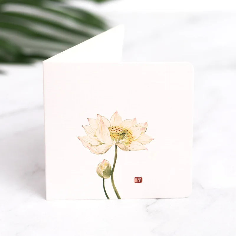 10Pcs/Set Chinese Style Flower Bird Greeting Cards Birthday Wedding Thank You Blessing Card Invitations for Mothers Father's Day