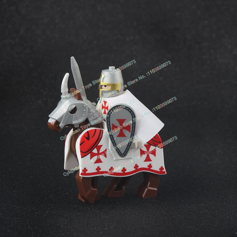 Medieval Knight Stormwind City Guard Reloaded Golden Horse Silver Horse Action Figures Building Blocks Accessories Toys DT8902